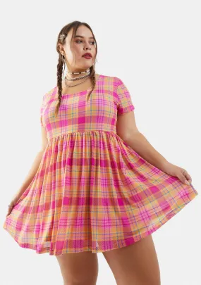 Plus Chasing Sunshine Plaid Babydoll Dress
