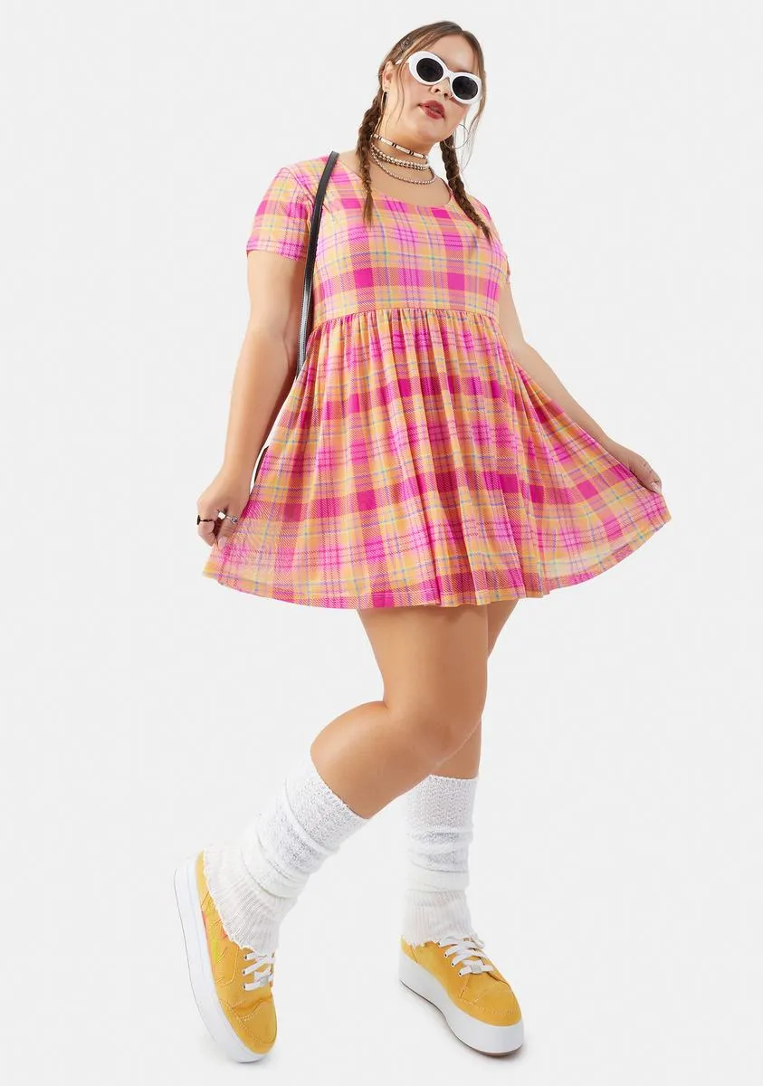 Plus Chasing Sunshine Plaid Babydoll Dress