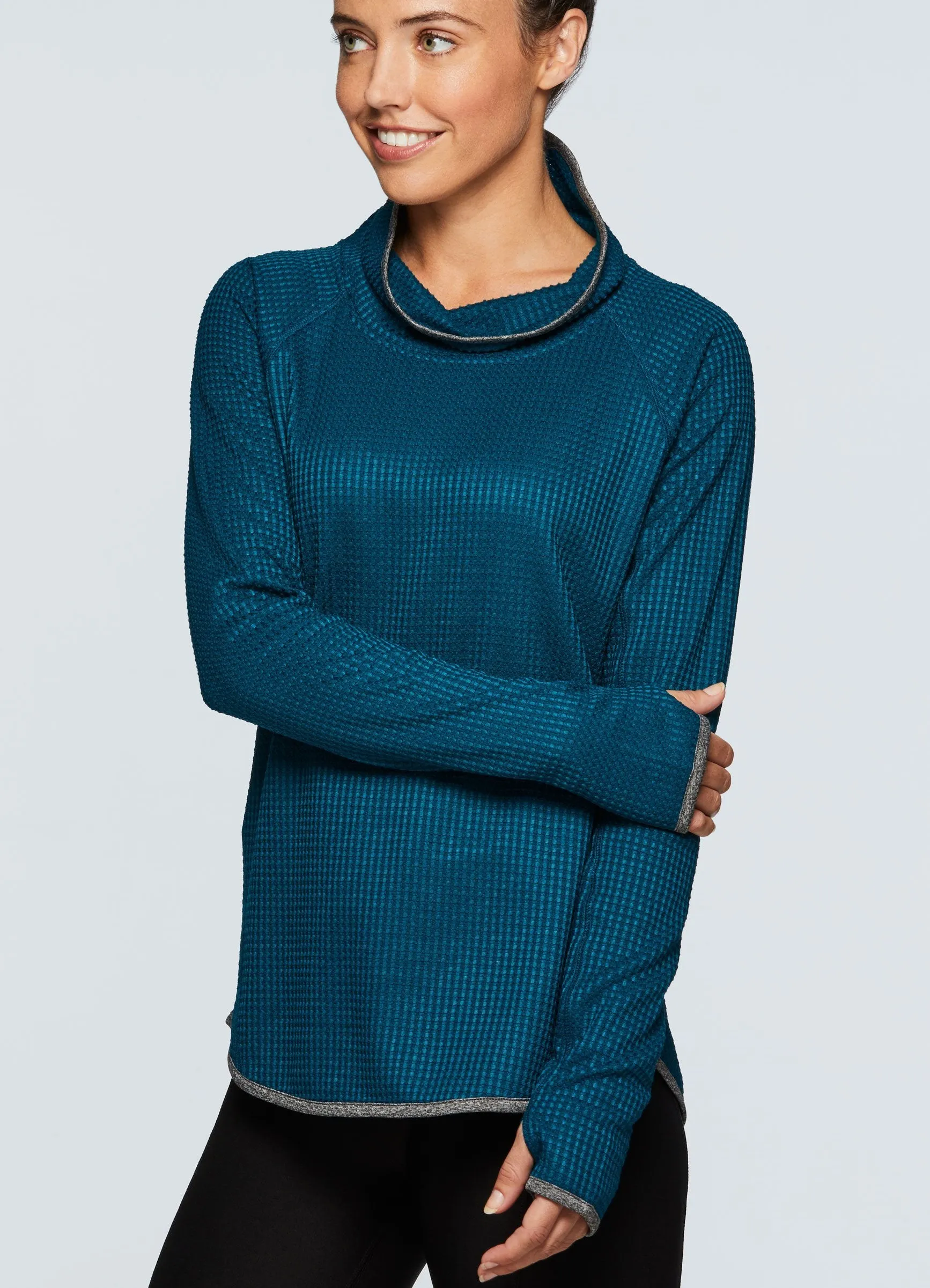Prime Waffle Cowl Neck Pullover