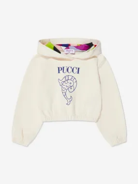 Pucci Girls Logo Hoodie in Ivory