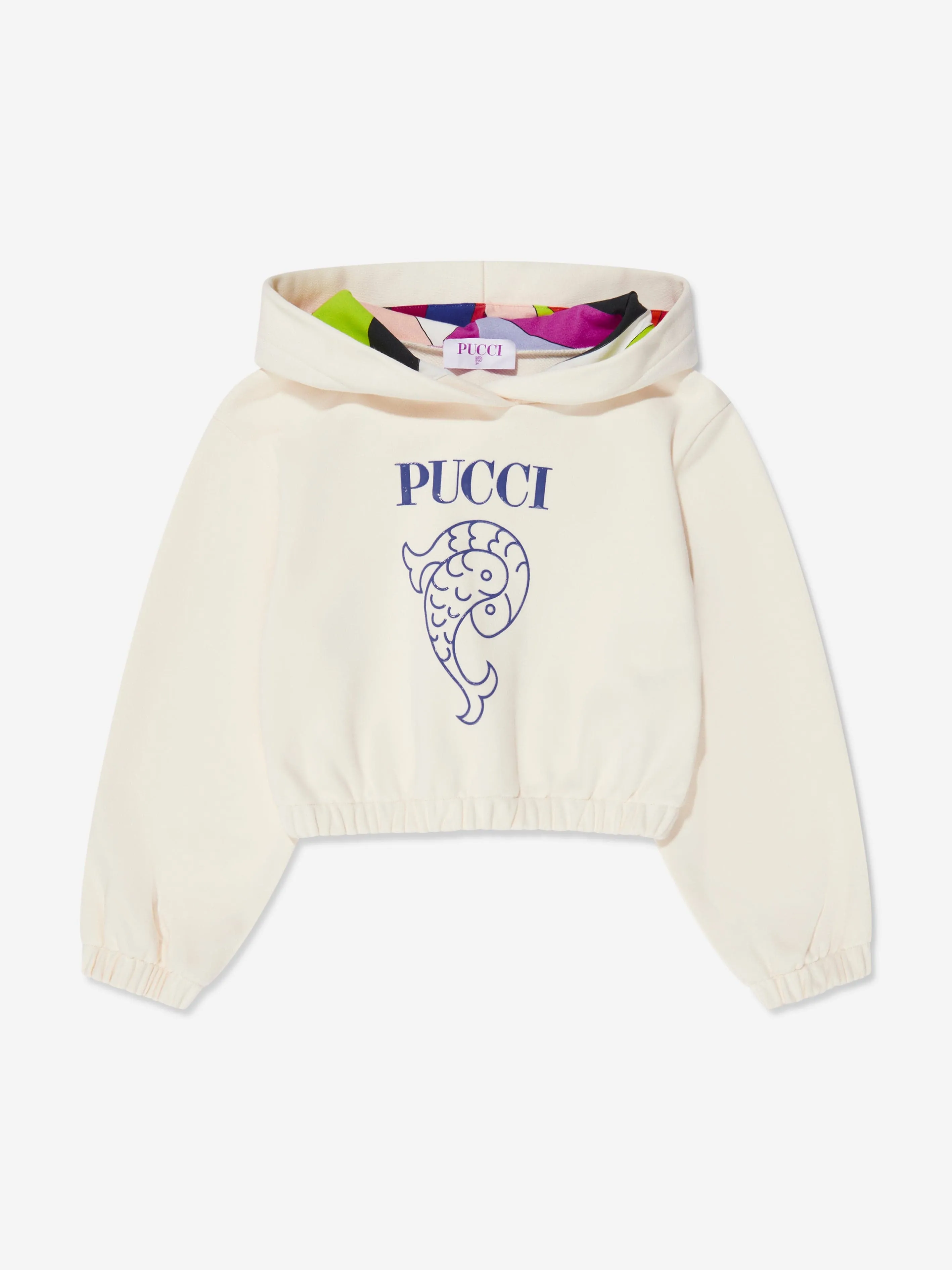 Pucci Girls Logo Hoodie in Ivory