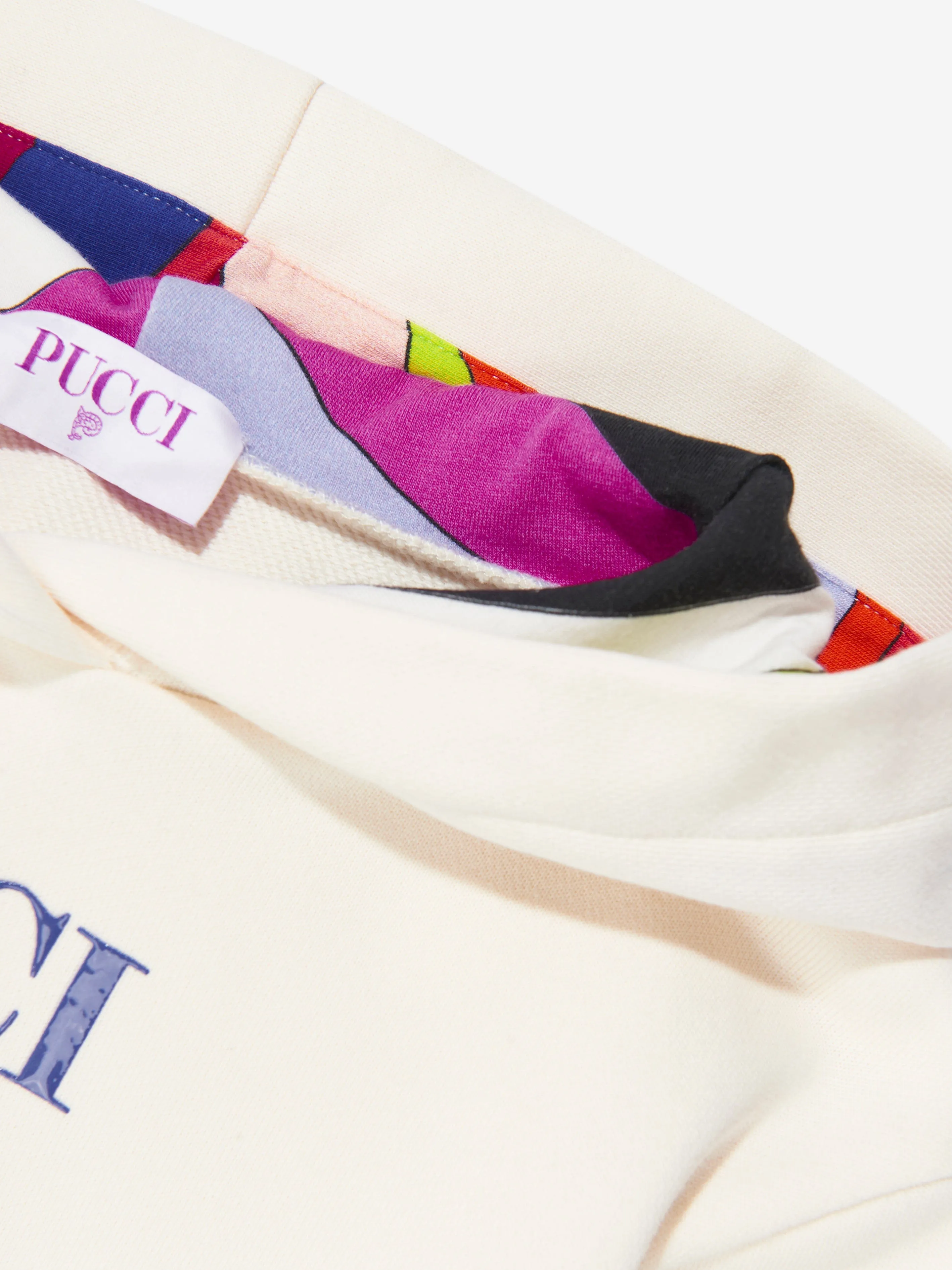 Pucci Girls Logo Hoodie in Ivory