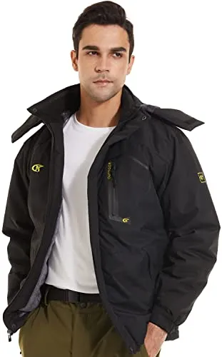 QPNGRP Mens Waterproof Ski Snowboarding Jacket Winter Windproof Snow Coat Black Large