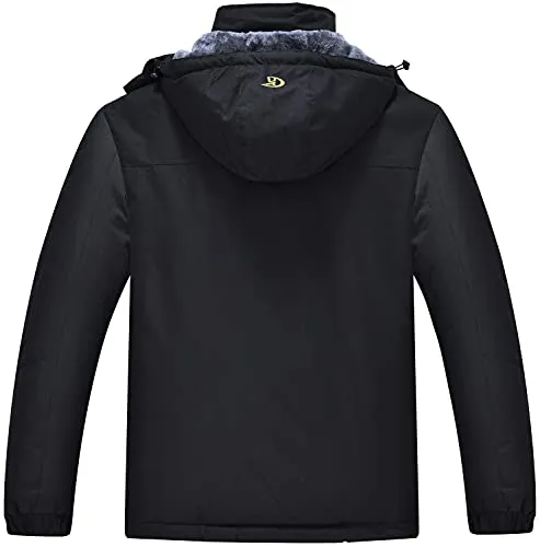 QPNGRP Mens Waterproof Ski Snowboarding Jacket Winter Windproof Snow Coat Black Large