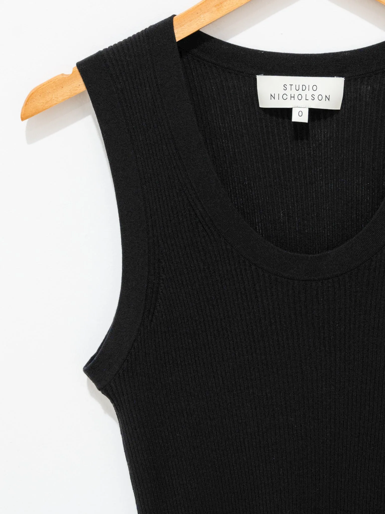 Rakko Fine Crepe Cotton Knit Tank - Black
