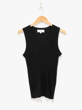 Rakko Fine Crepe Cotton Knit Tank - Black
