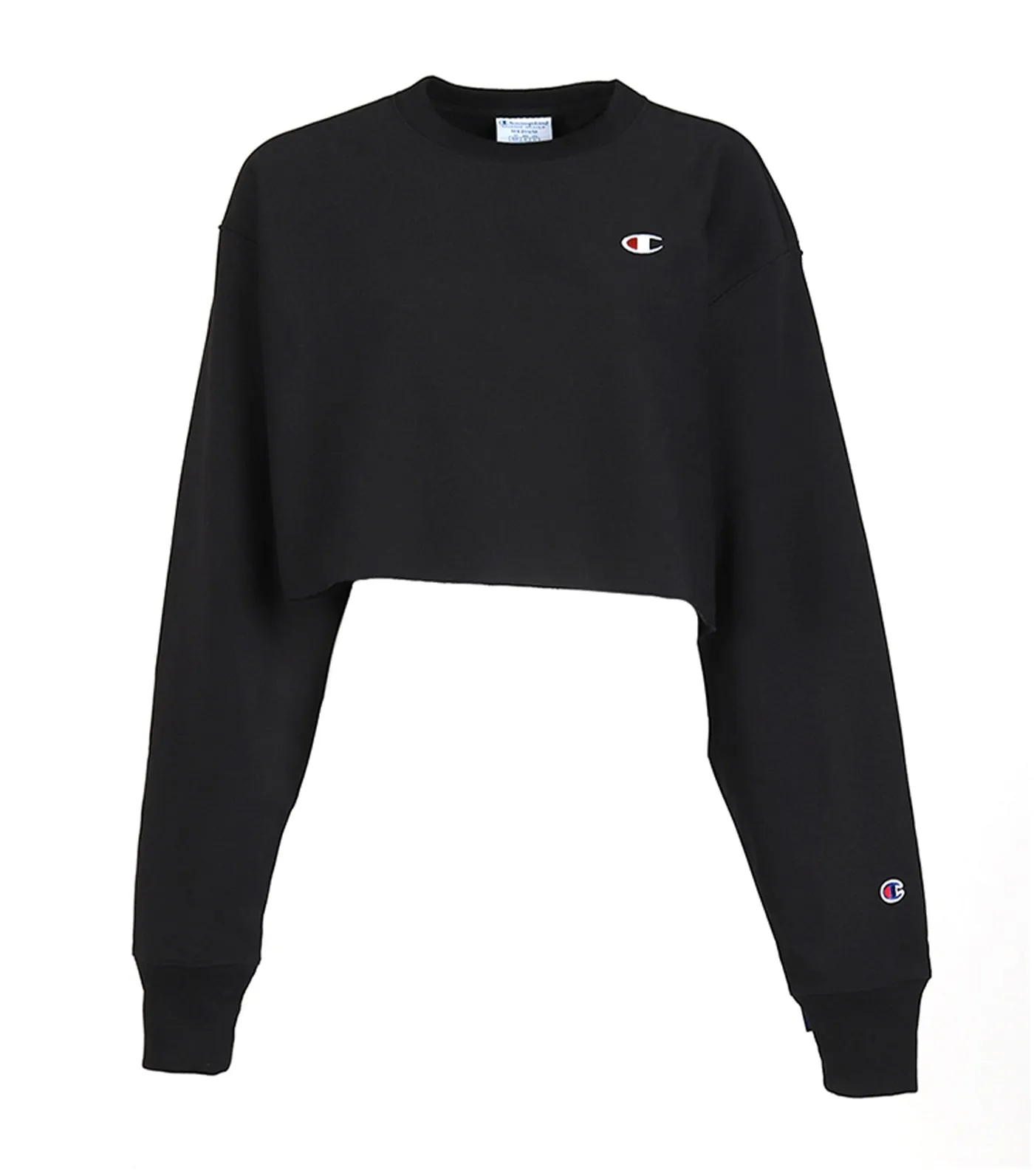 Reverse Weave Cropped Cut Off Crew Men's Fit Black