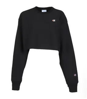 Reverse Weave Cropped Cut Off Crew Men's Fit Black