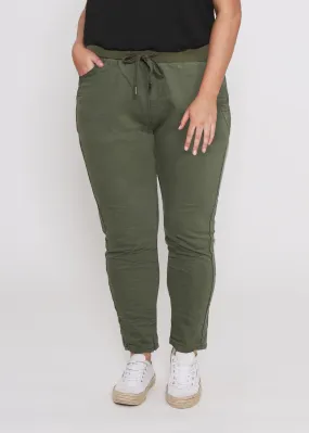 Riley Denim Joggers - Khaki