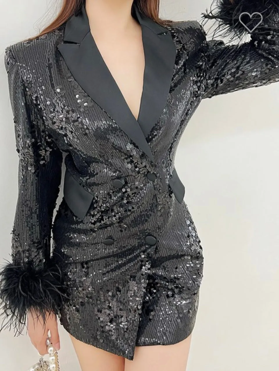 Sequin Feather Blazer Dress