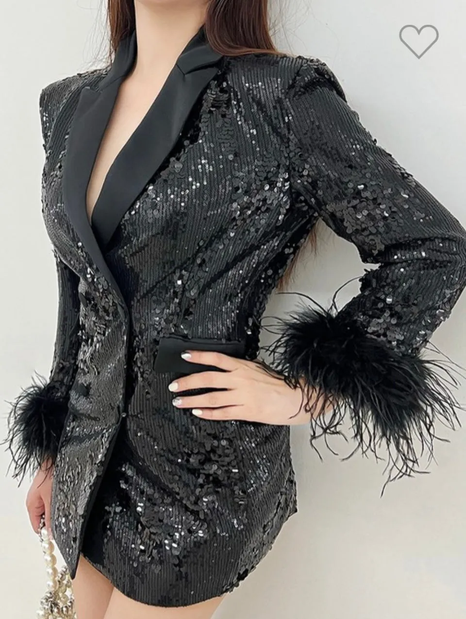 Sequin Feather Blazer Dress