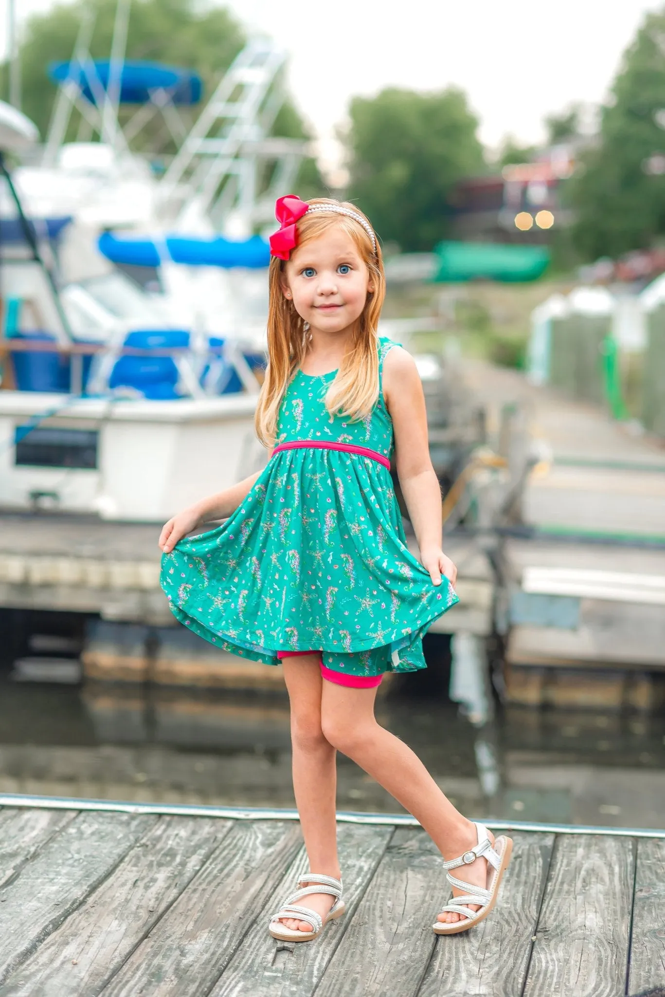 Sleeveless Empire Tunic in Dancing Seahorses