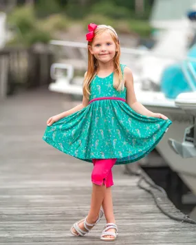 Sleeveless Empire Tunic in Dancing Seahorses