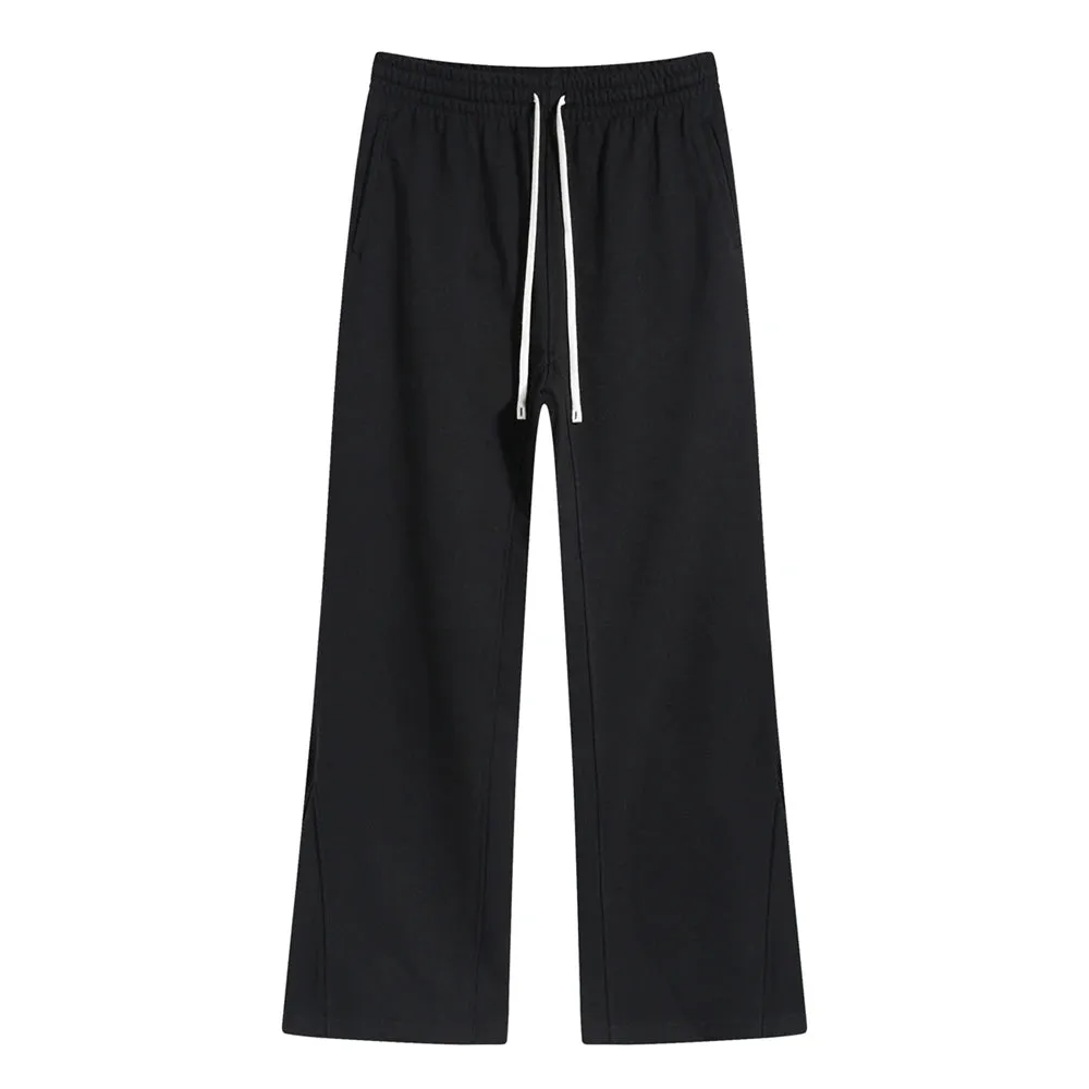 Solid Color Knit Patchwork Flare Sweatpants