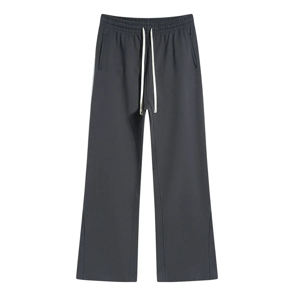 Solid Color Knit Patchwork Flare Sweatpants