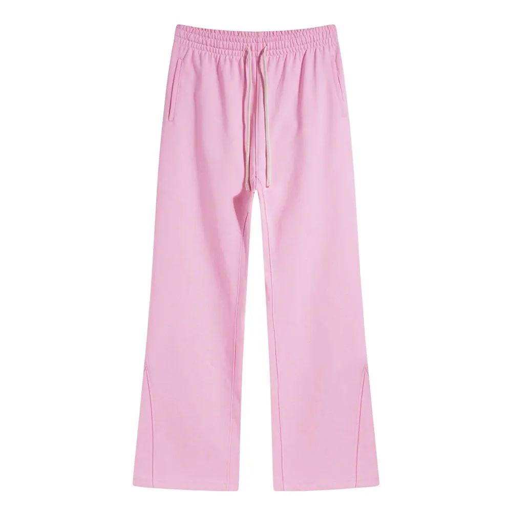 Solid Color Knit Patchwork Flare Sweatpants