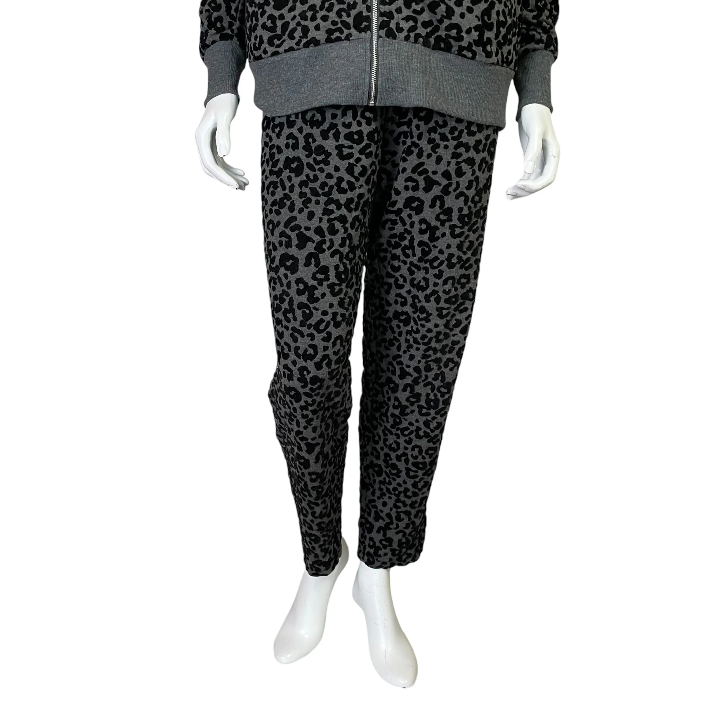 Soma Wknd | Women's Gray and Black Velour Leopard Print Lounge Set | Size: L