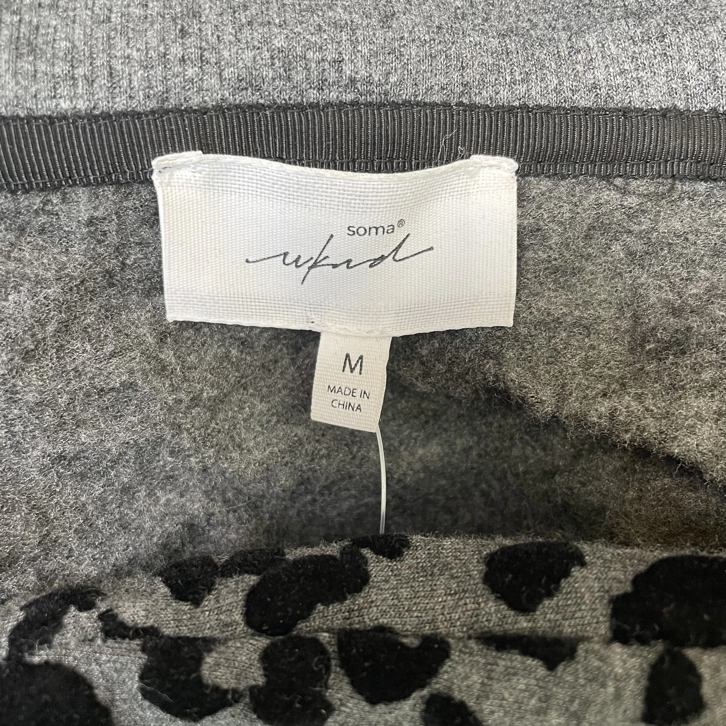 Soma Wknd | Women's Gray and Black Velour Leopard Print Lounge Set | Size: L
