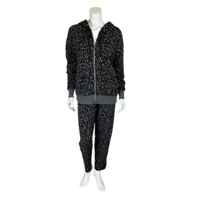 Soma Wknd | Women's Gray and Black Velour Leopard Print Lounge Set | Size: L