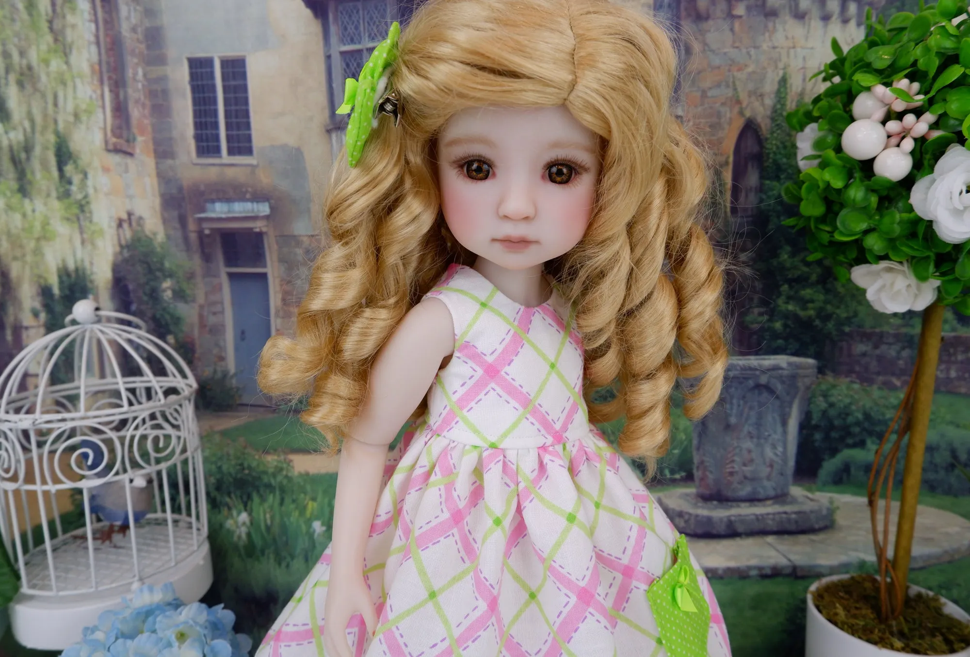 Spring Plaid - dress with boots for Ruby Red Fashion Friends doll