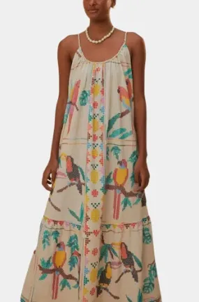 Stitched Birds Scarf Maxi Dress