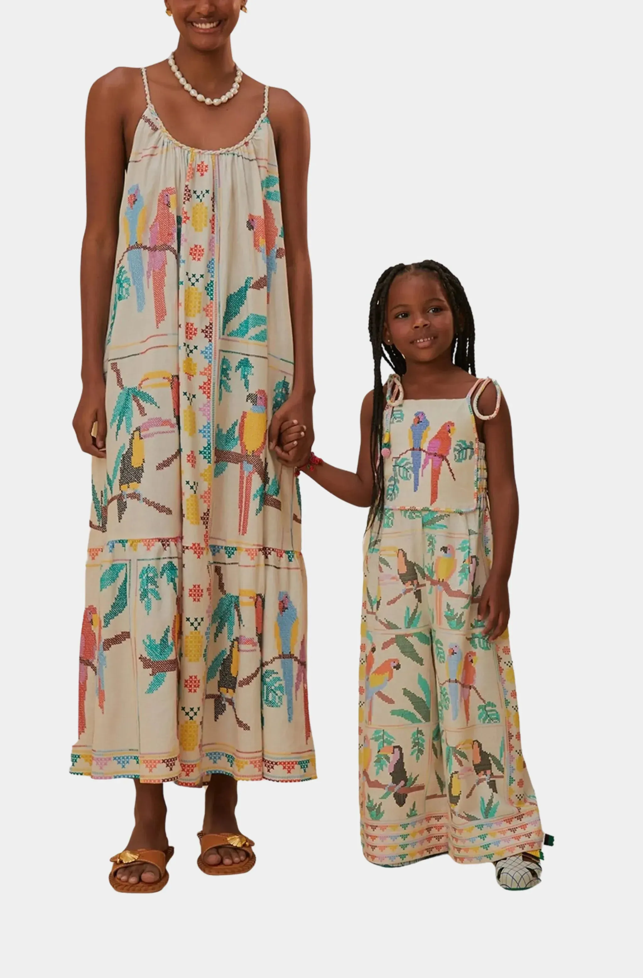 Stitched Birds Scarf Maxi Dress