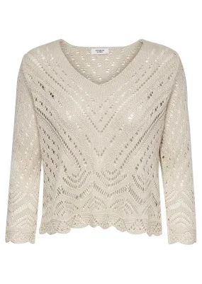 Sunni Crochet Knit Top in Cream