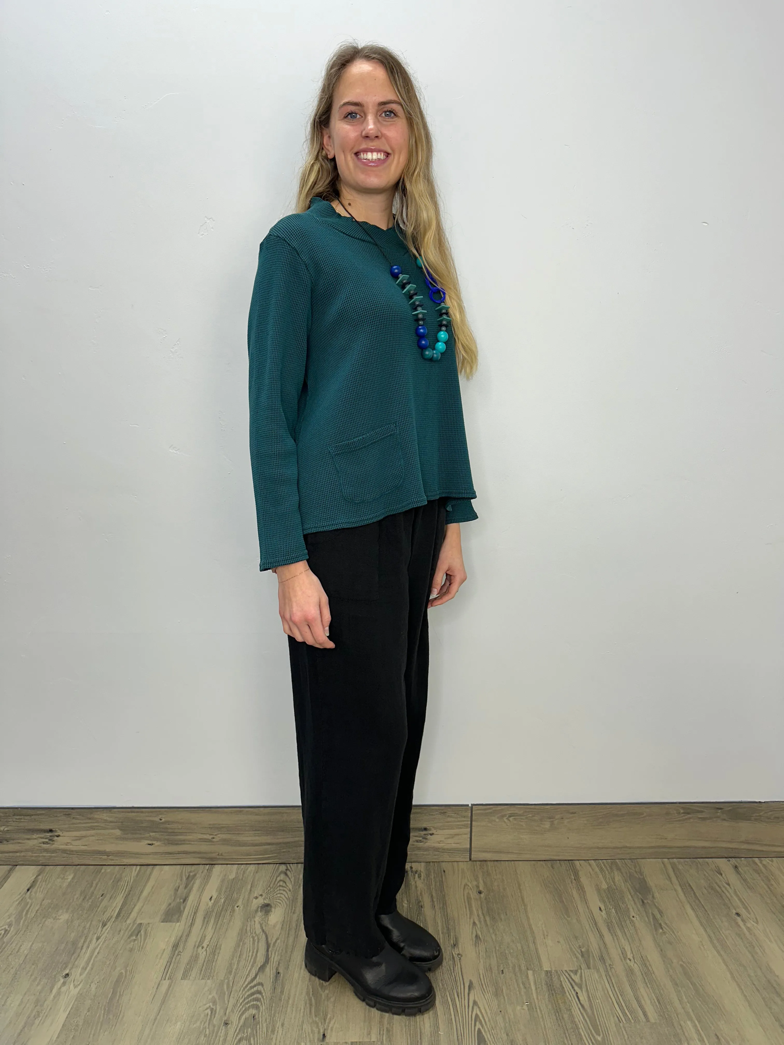 Teal Mock Neck Long Sleeve Top
