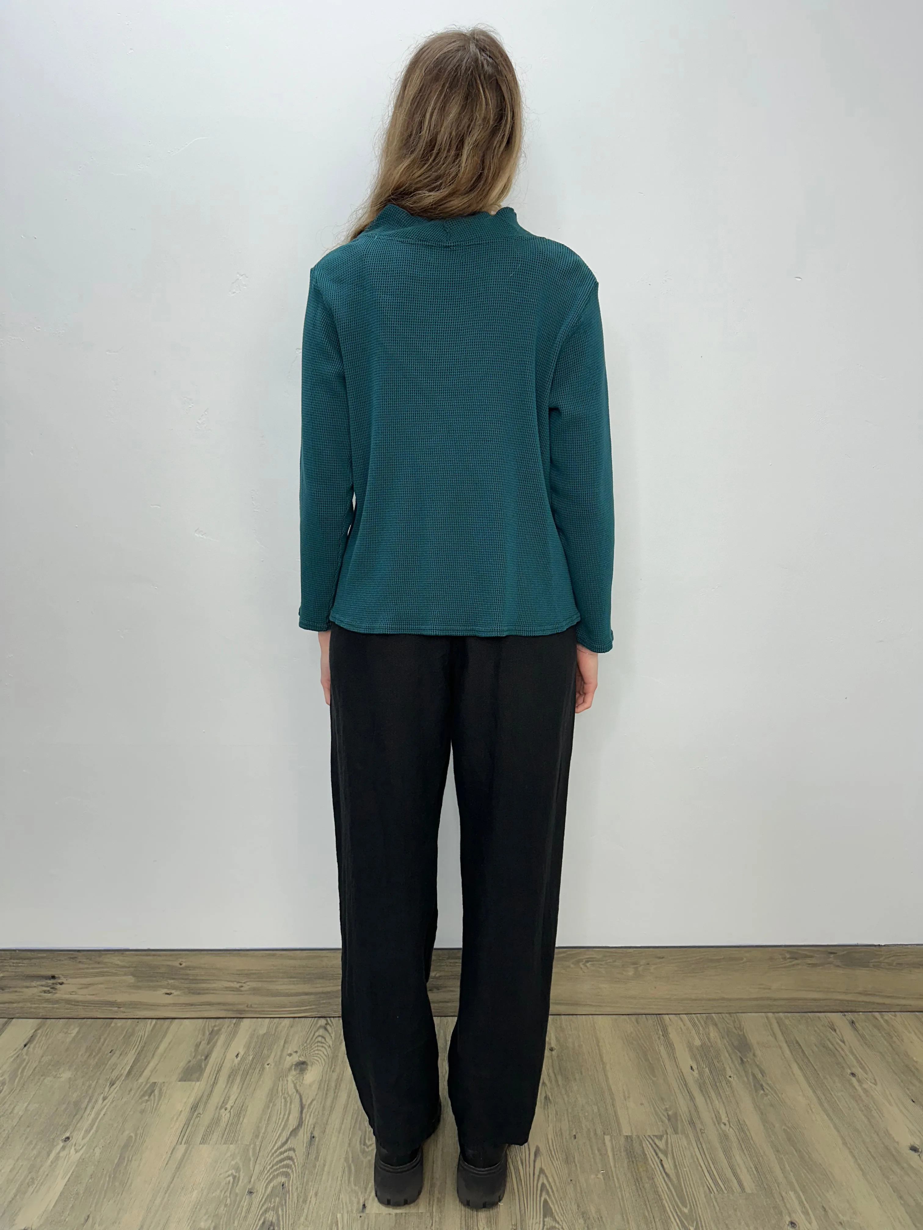 Teal Mock Neck Long Sleeve Top