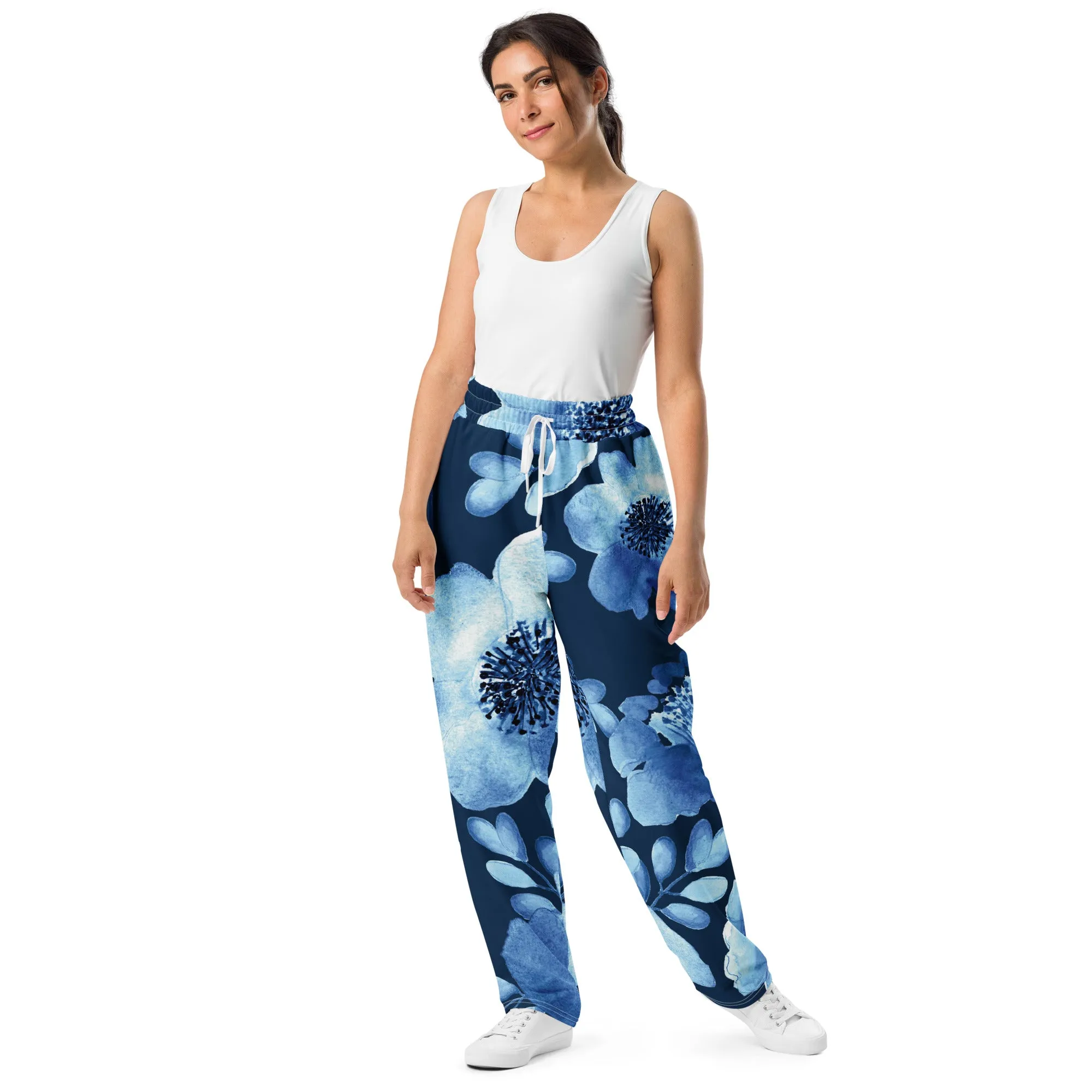 Valentines Day Wide Leg Joggers - Flower (Glamourange Valentine Day Gifts Wide Leg Joggers - Design 0011)