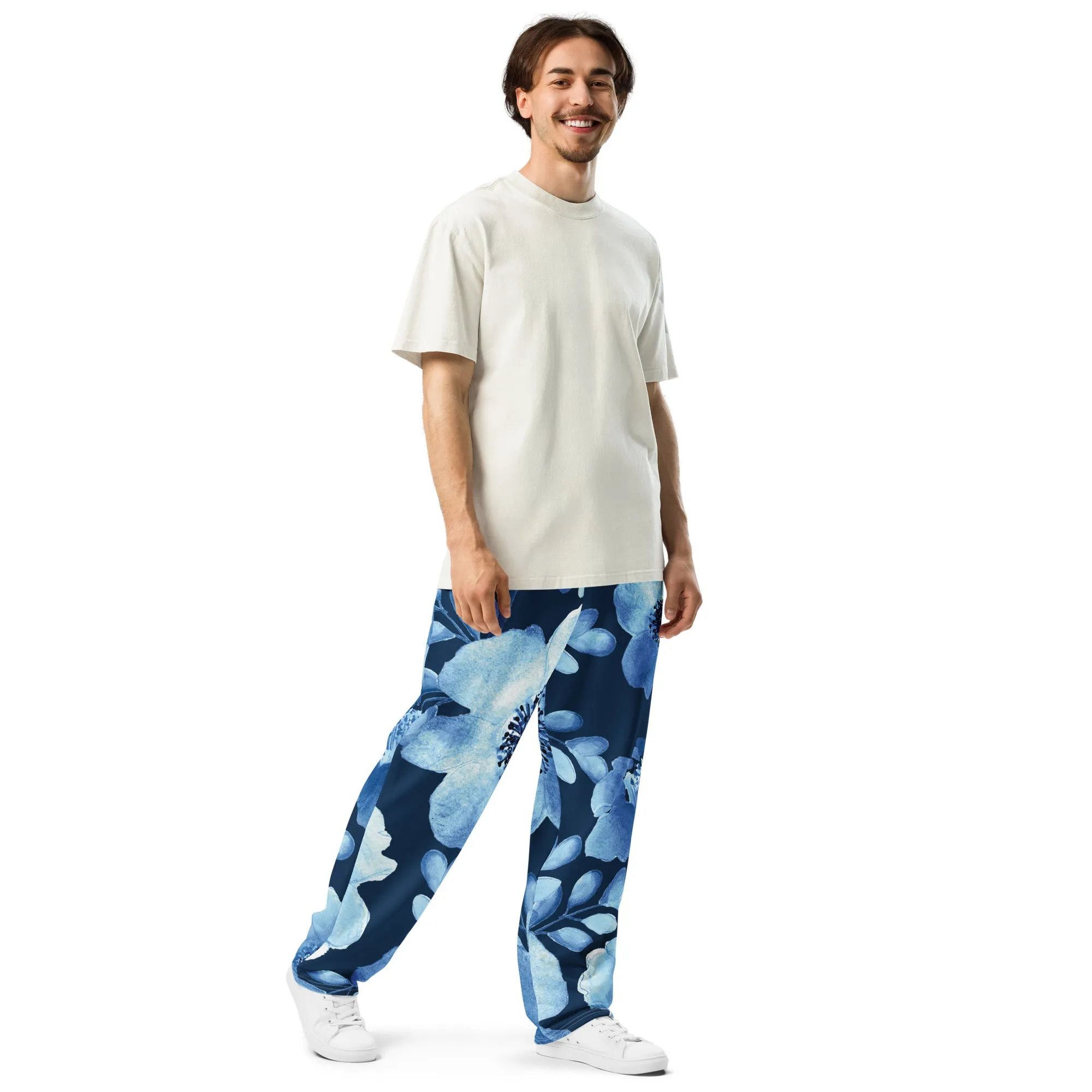 Valentines Day Wide Leg Joggers - Flower (Glamourange Valentine Day Gifts Wide Leg Joggers - Design 0011)