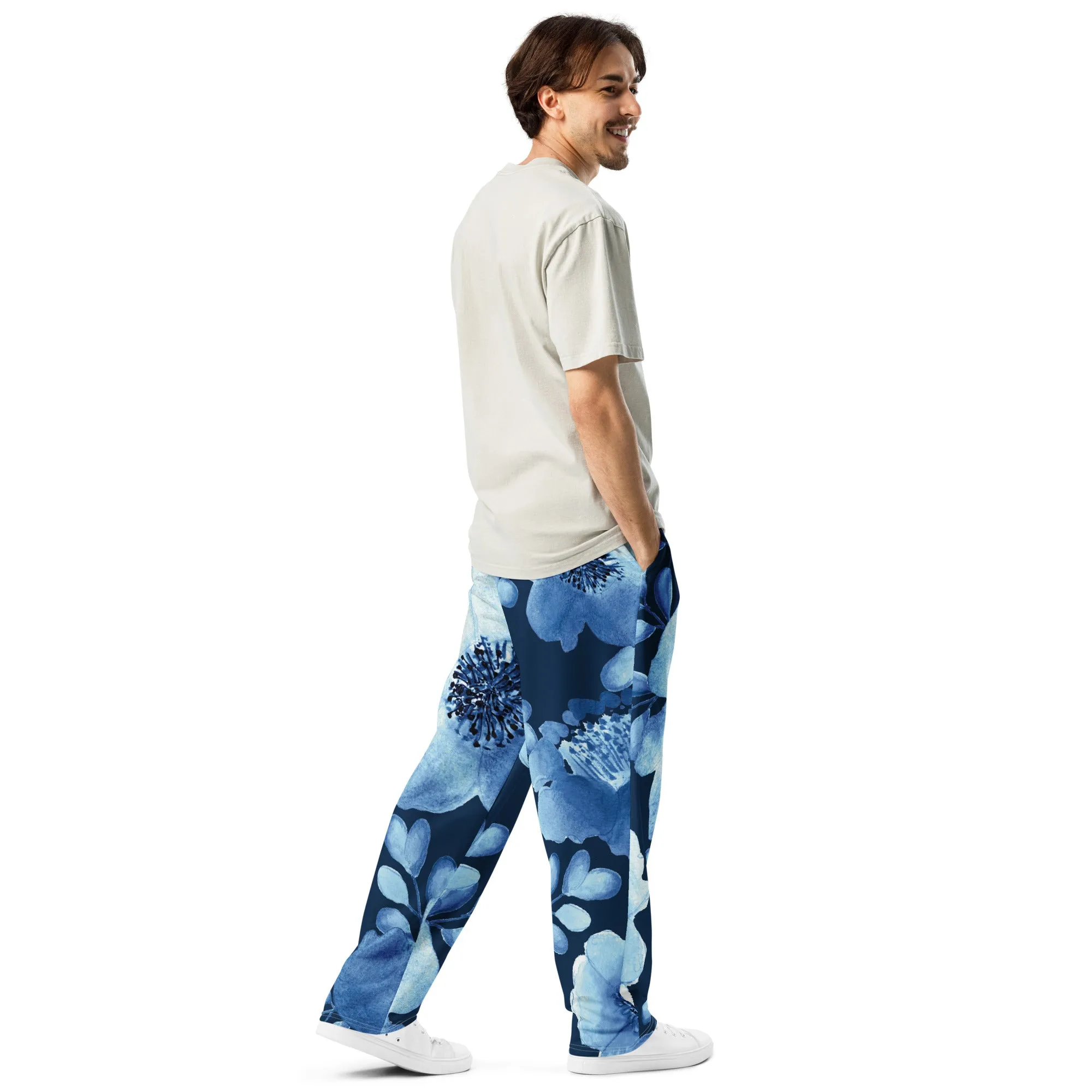 Valentines Day Wide Leg Joggers - Flower (Glamourange Valentine Day Gifts Wide Leg Joggers - Design 0011)