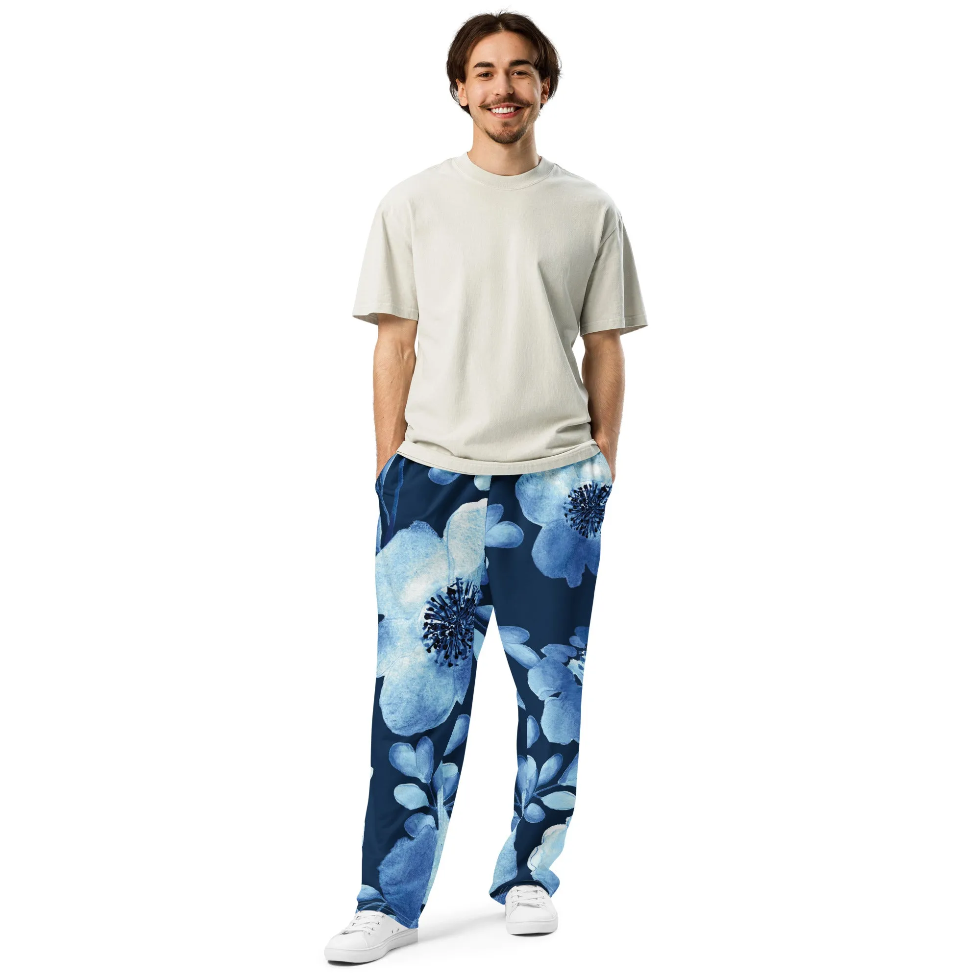 Valentines Day Wide Leg Joggers - Flower (Glamourange Valentine Day Gifts Wide Leg Joggers - Design 0011)