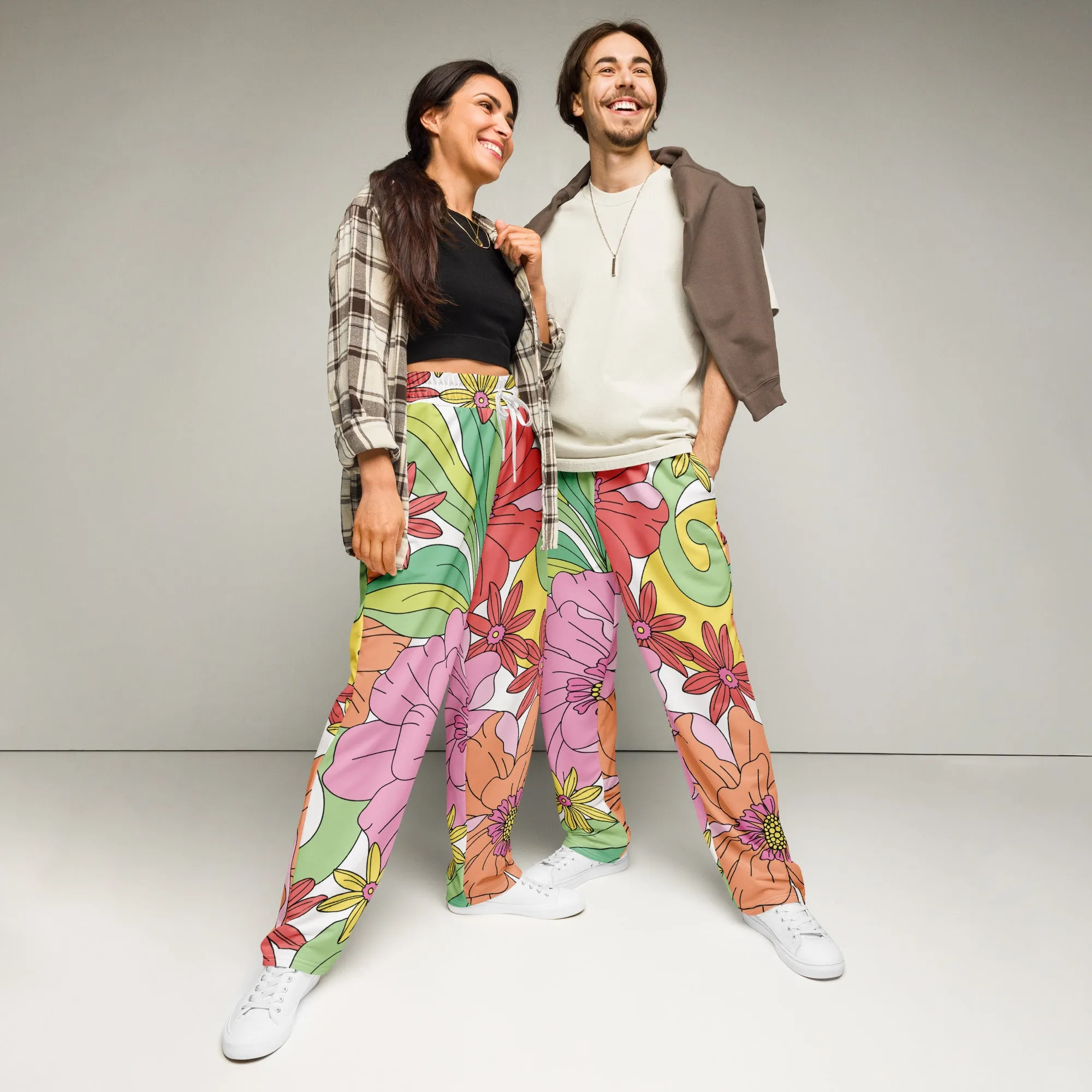 Valentines Day Wide Leg Joggers - Flower (Glamourange Valentine Day Gifts Wide Leg Joggers - Design 0016)