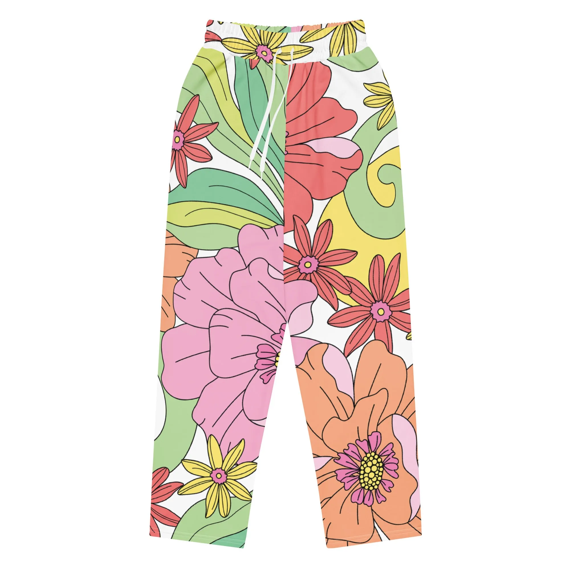 Valentines Day Wide Leg Joggers - Flower (Glamourange Valentine Day Gifts Wide Leg Joggers - Design 0016)