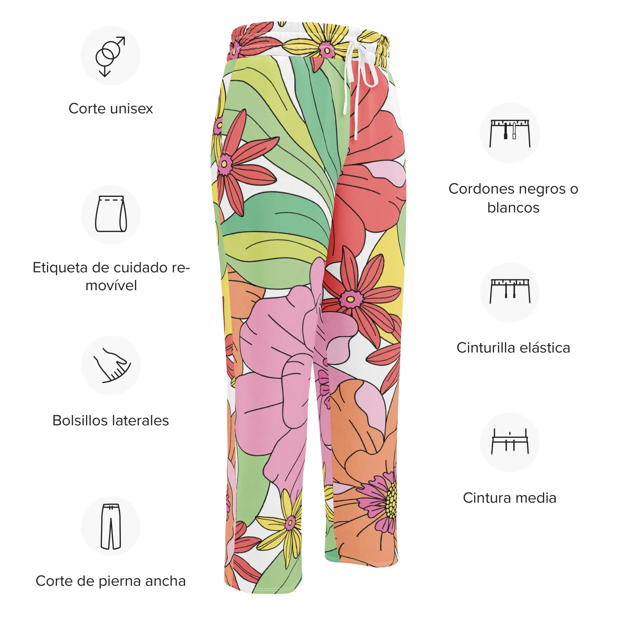 Valentines Day Wide Leg Joggers - Flower (Glamourange Valentine Day Gifts Wide Leg Joggers - Design 0016)