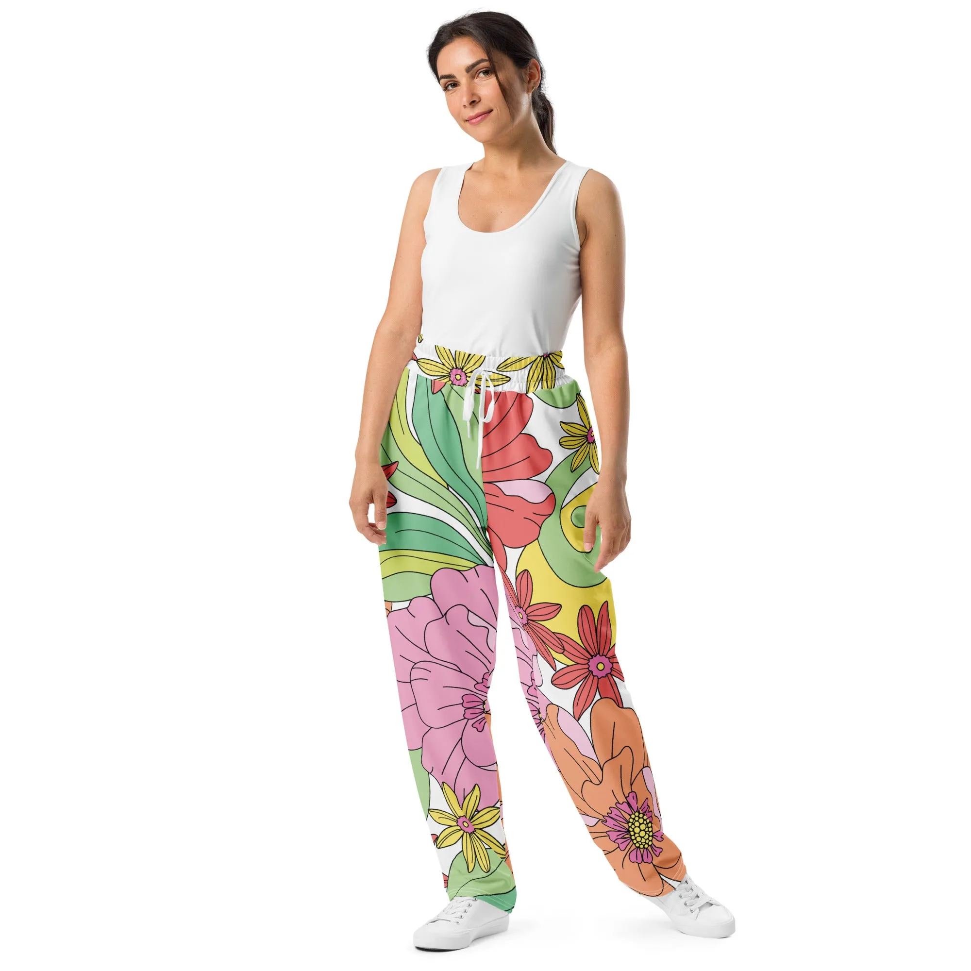 Valentines Day Wide Leg Joggers - Flower (Glamourange Valentine Day Gifts Wide Leg Joggers - Design 0016)