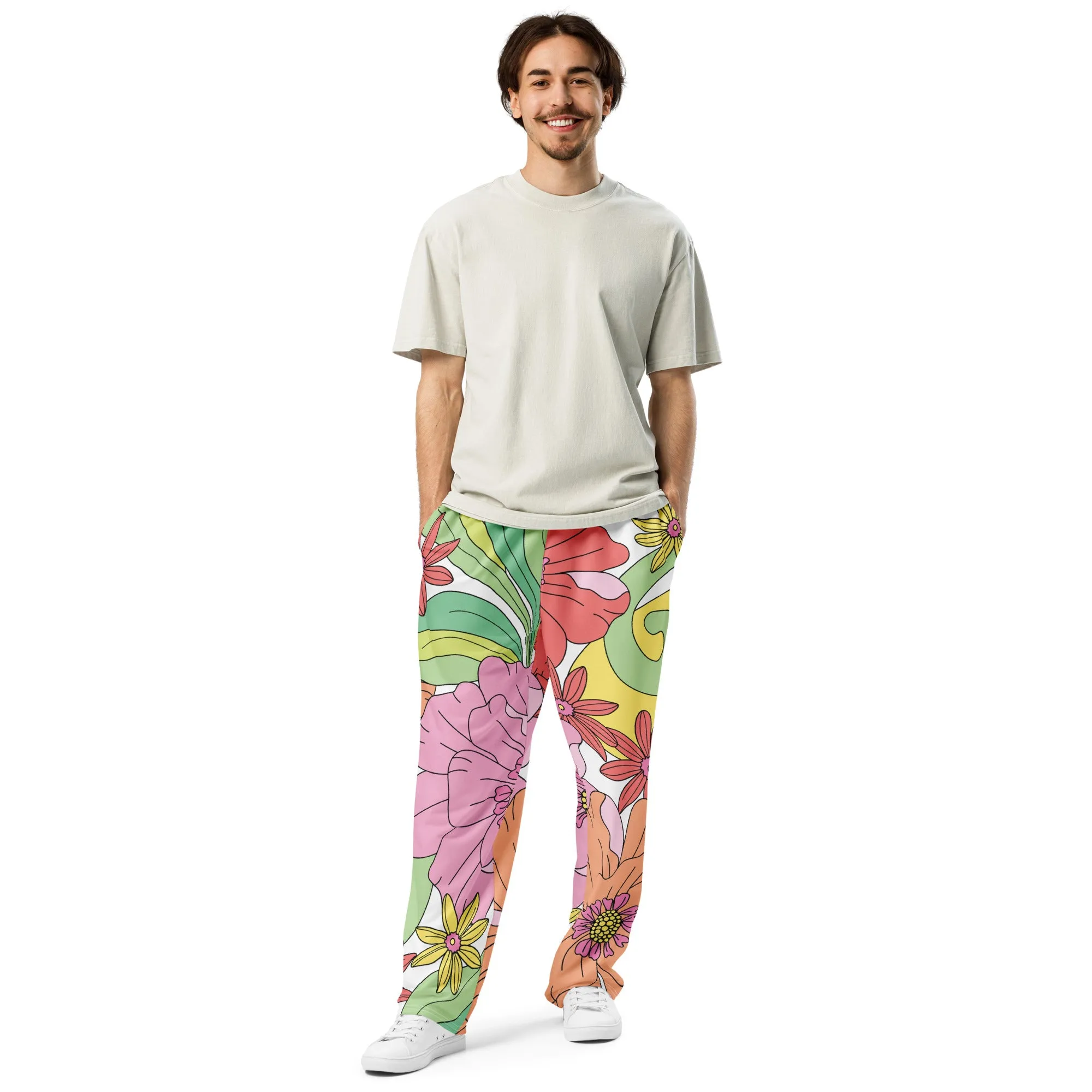 Valentines Day Wide Leg Joggers - Flower (Glamourange Valentine Day Gifts Wide Leg Joggers - Design 0016)