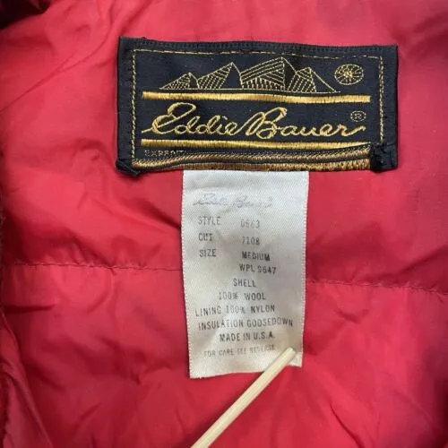 Vintage Eddie Bauer Mackinaw Wool Hunting Coat Jacket Size Medium Buffalo Plaid