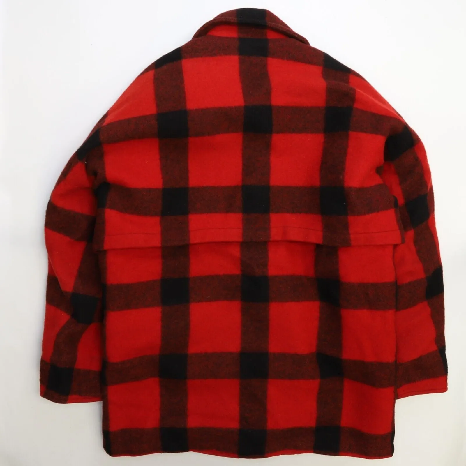 Vintage Eddie Bauer Mackinaw Wool Hunting Coat Jacket Size Medium Buffalo Plaid