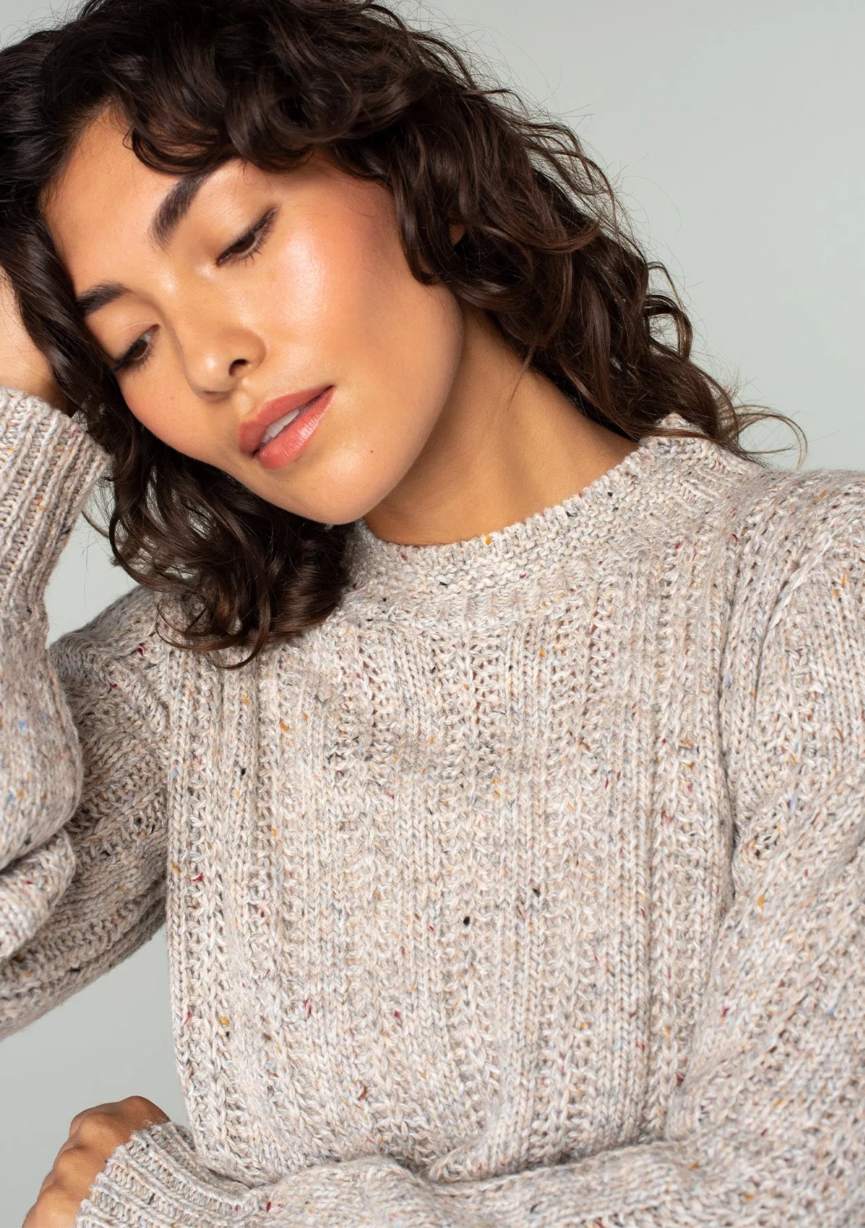 Vintage Speckled Ladder Stitch Pullover Sweater