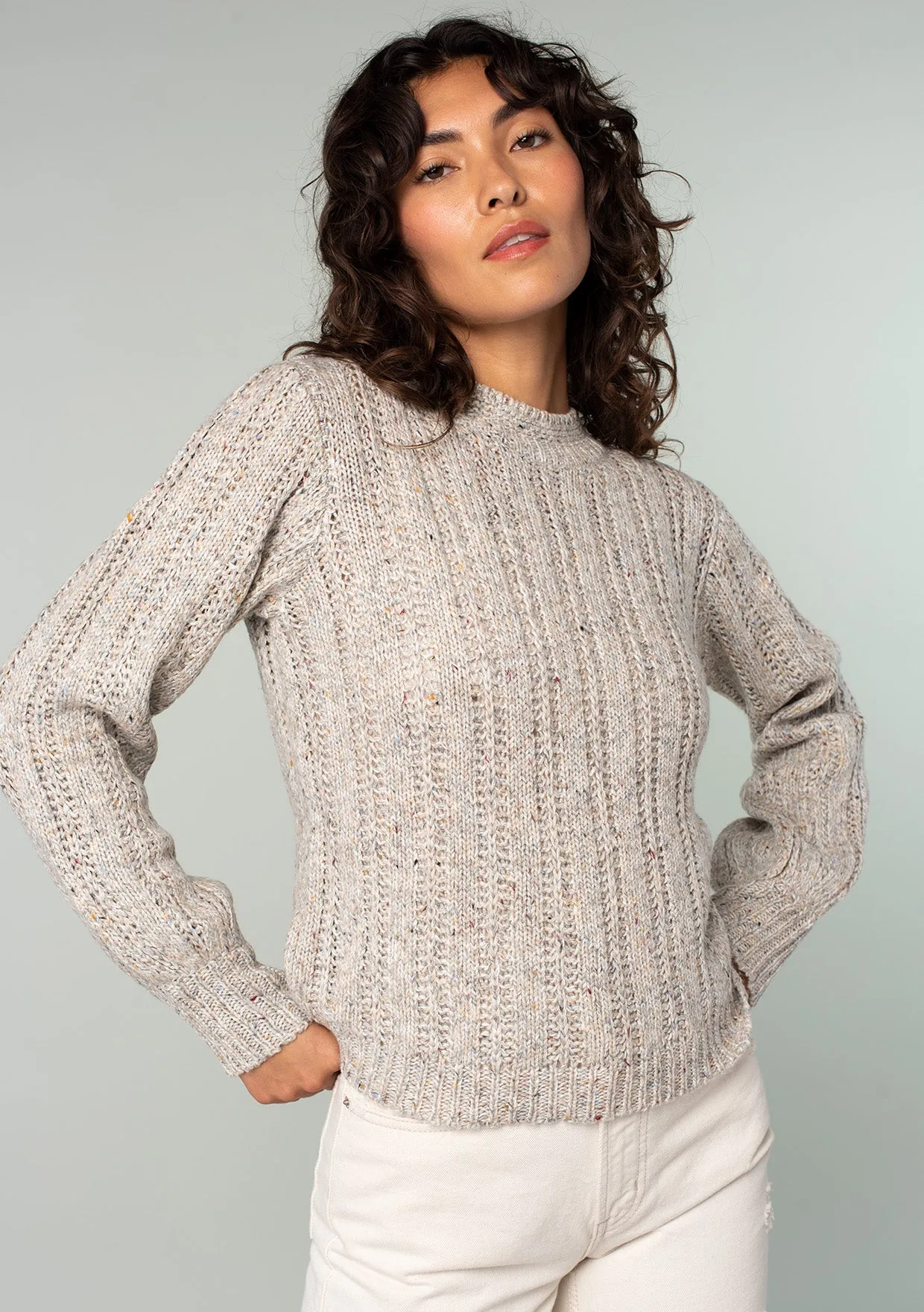 Vintage Speckled Ladder Stitch Pullover Sweater