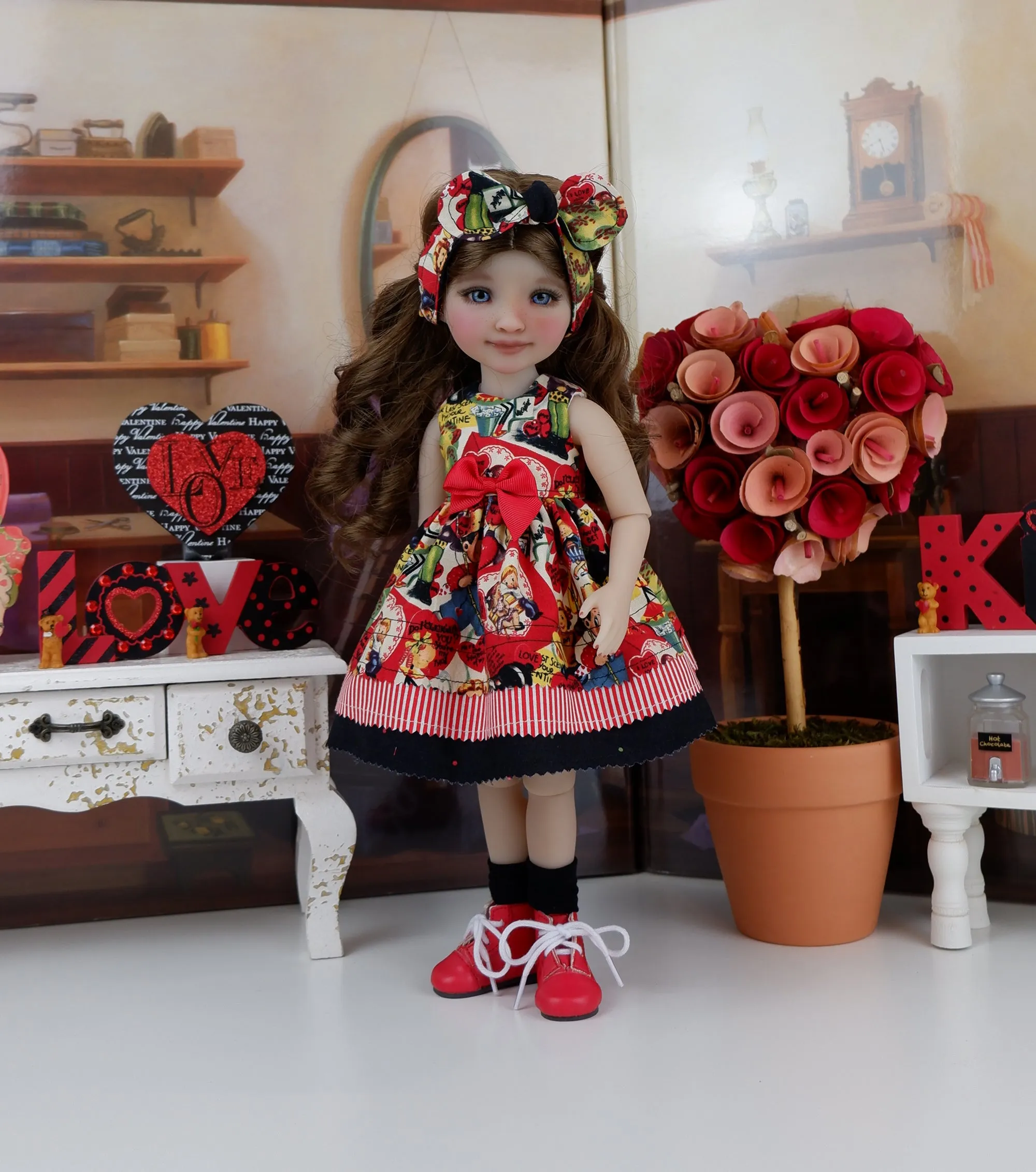 Vintage Valentine - dress with boots for Ruby Red Fashion Friends doll