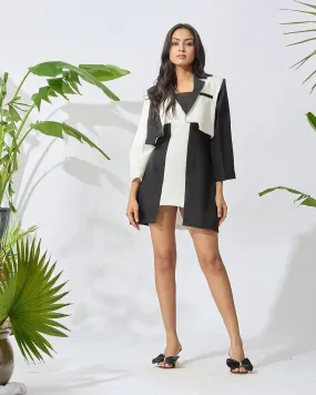 Vivid Contrast Crop Blazer and Mini Dress Duo