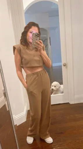Waffle Knit Cropped Pant Set