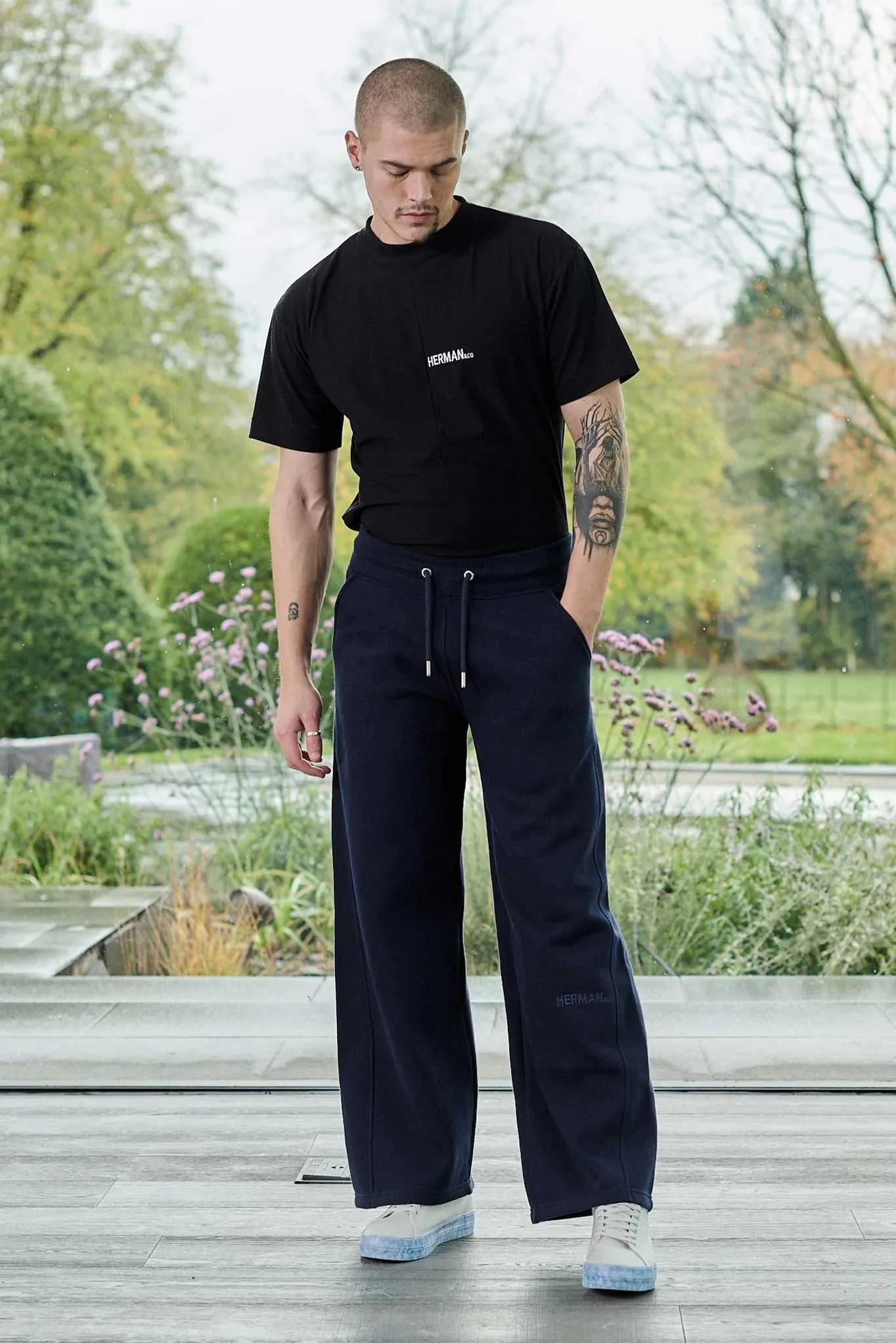 WIDE LEG JOGGERS - DARK NAVY