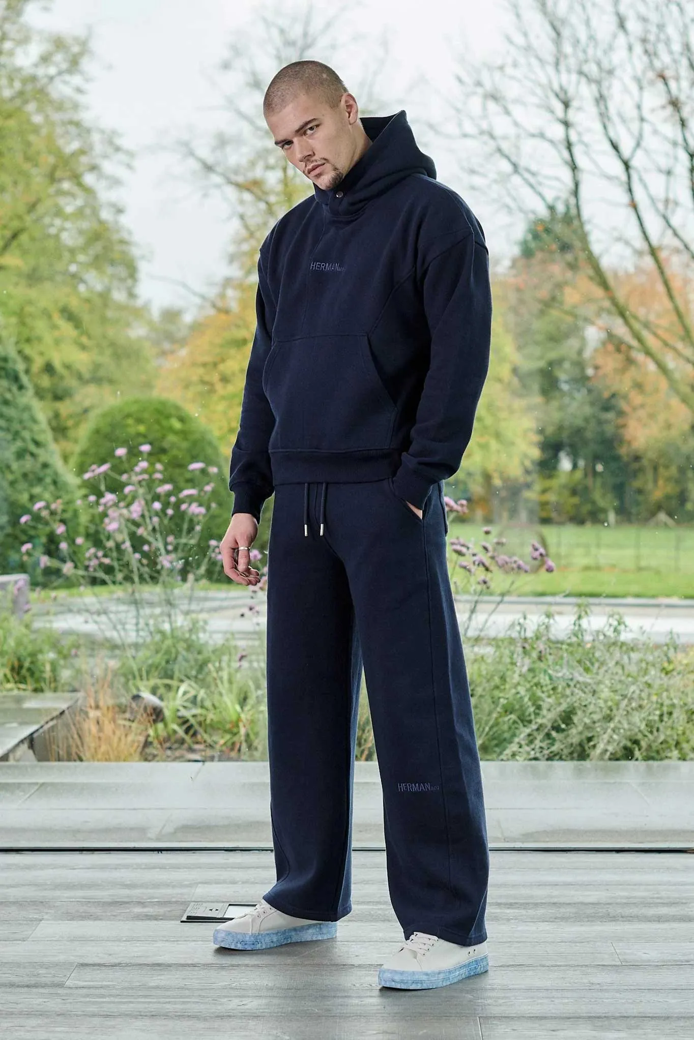 WIDE LEG JOGGERS - DARK NAVY