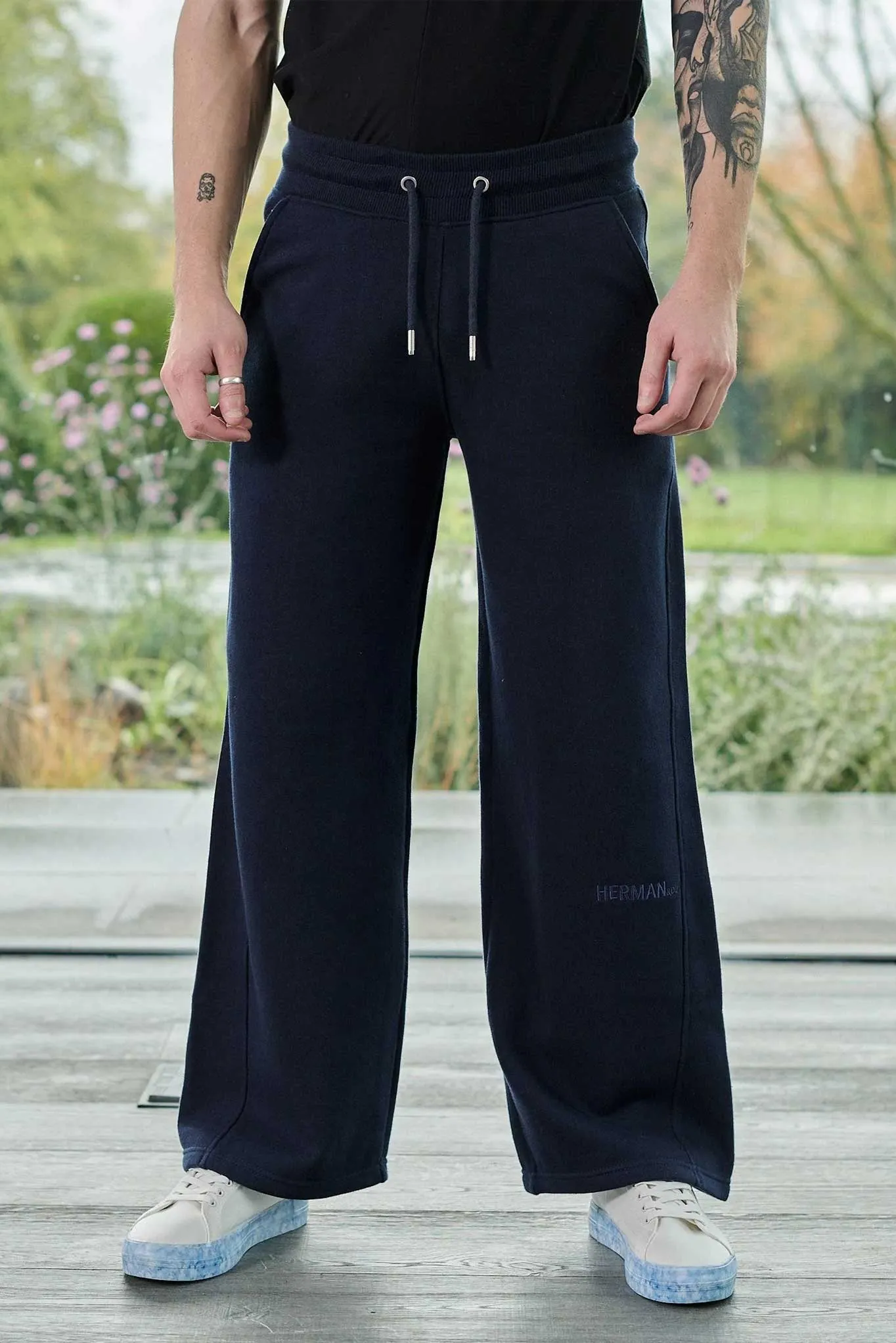 WIDE LEG JOGGERS - DARK NAVY