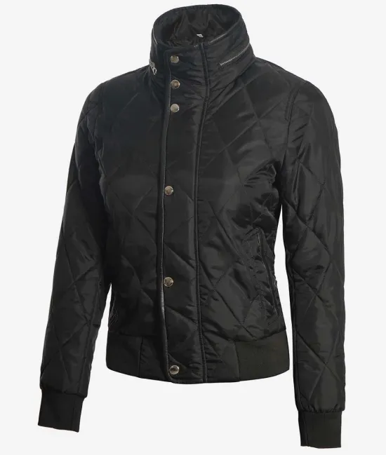 Womens Black Quilted Jacket - Tailored Fit Outerwear