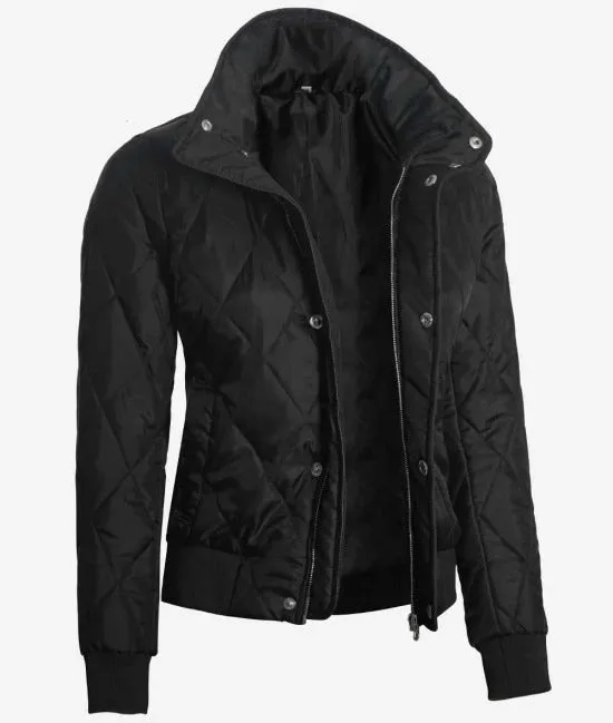 Womens Black Quilted Jacket - Tailored Fit Outerwear